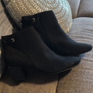 Charter Club Black Suede Ankle Booties with Block Heel
